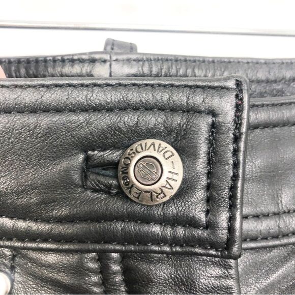 HARLEY DAVIDSON | Straight Leg Black Leather Pants Studded Women’s Size 6 / 34 - Picture 7 of 12
